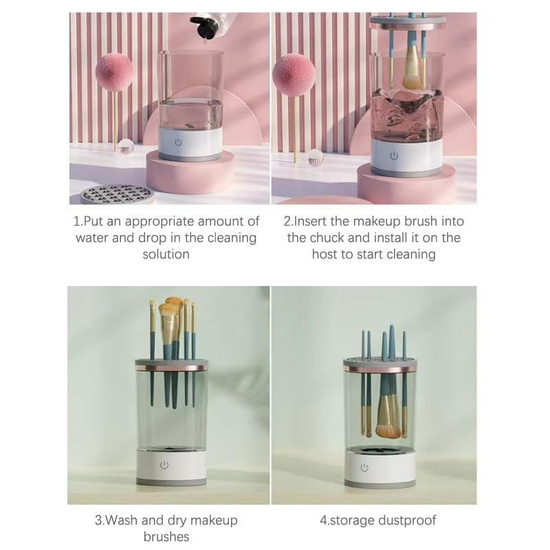 Brushly Pro Cosmetic Brush Cleaner,Brushy Makeup Brush Cleaner, Automatic Spinning Makeup Brush Cleaner for for All Size,Upgraded Electric Makeup Brush Cleaner.